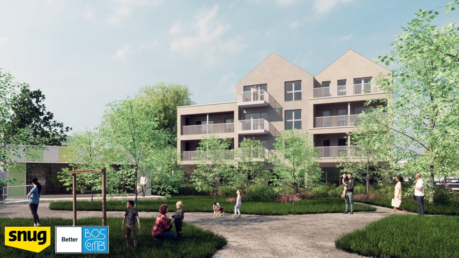Artist's impression of the proposed homes and Hawkwood Gardens at Hawkwood Road in Boscombe